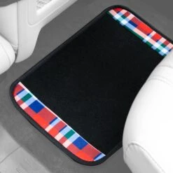 Tartan57 Plaid Print Seat Covers And Matching Floor Mats - Red Combo Set(Tartan57 Plaid Print Seat Covers And Matching Floor Mats Red Combo Set) -FH Group f14411 tartan orange rear floormats 1 1