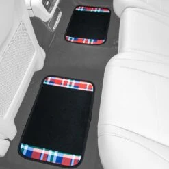 Tartan57 Plaid Print Seat Covers And Matching Floor Mats - Red Combo Set(Tartan57 Plaid Print Seat Covers And Matching Floor Mats Red Combo Set) -FH Group f14411 tartan orange rear floormats 3