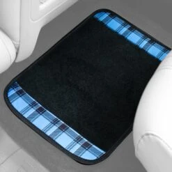 Tartan11 Plaid Trim Non-Slip Carpet Floor Mats - Full Set Blue(Tartan11 Plaid Trim Non Slip Carpet Floor Mats Full Set Blue) -FH Group f14411blue tartan rear floormat 1