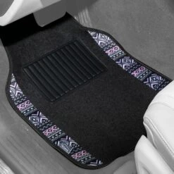 Mesa57 Southwestern Print Seat Covers And Matching Floor Mats - Gray Combo Set(Mesa57 Southwestern Print Seat Covers And Matching Floor Mats Gray Combo Set) -FH Group f14411lav mesa interior driver 1