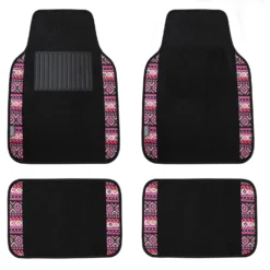 Mesa57 Southwestern Print Seat Covers And Matching Floor Mats - Pink Combo Set(Mesa57 Southwestern Print Seat Covers And Matching Floor Mats Pink Combo Set) -FH Group f14411pink mesa whitebackground