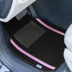 Galaxy13 Metallic Stripe Non-Slip Carpet Floor Mats - Full Set Pink(Galaxy13 Metallic Stripe Non Slip Carpet Floor Mats Full Set Pink) -FH Group f14413pink 1 1