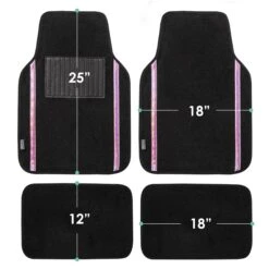 Galaxy13 Metallic Stripe Non-Slip Carpet Floor Mats - Full Set Pink(Galaxy13 Metallic Stripe Non Slip Carpet Floor Mats Full Set Pink) -FH Group f14413pink 4