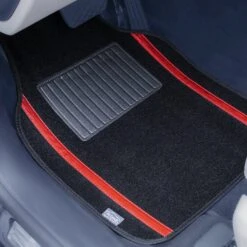 Galaxy13 Metallic Stripe Non-Slip Carpet Floor Mats - Full Set Red(Galaxy13 Metallic Stripe Non Slip Carpet Floor Mats Full Set Red) -FH Group f14413red 1 1