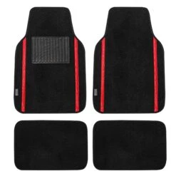 Galaxy13 Metallic Stripe Non-Slip Carpet Floor Mats - Full Set Red(Galaxy13 Metallic Stripe Non Slip Carpet Floor Mats Full Set Red)