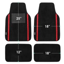 Galaxy13 Metallic Stripe Non-Slip Carpet Floor Mats - Full Set Red(Galaxy13 Metallic Stripe Non Slip Carpet Floor Mats Full Set Red) -FH Group f14413red 4