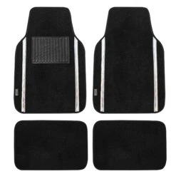 Galaxy13 Metallic Striped Deluxe Leatherette Seat Covers And Matching Floor Mats - White Combo Set(Galaxy13 Metallic Striped Deluxe Leatherette Seat Covers And Matching Floor Mats Gray Combo Set) -FH Group f14413sliver 3