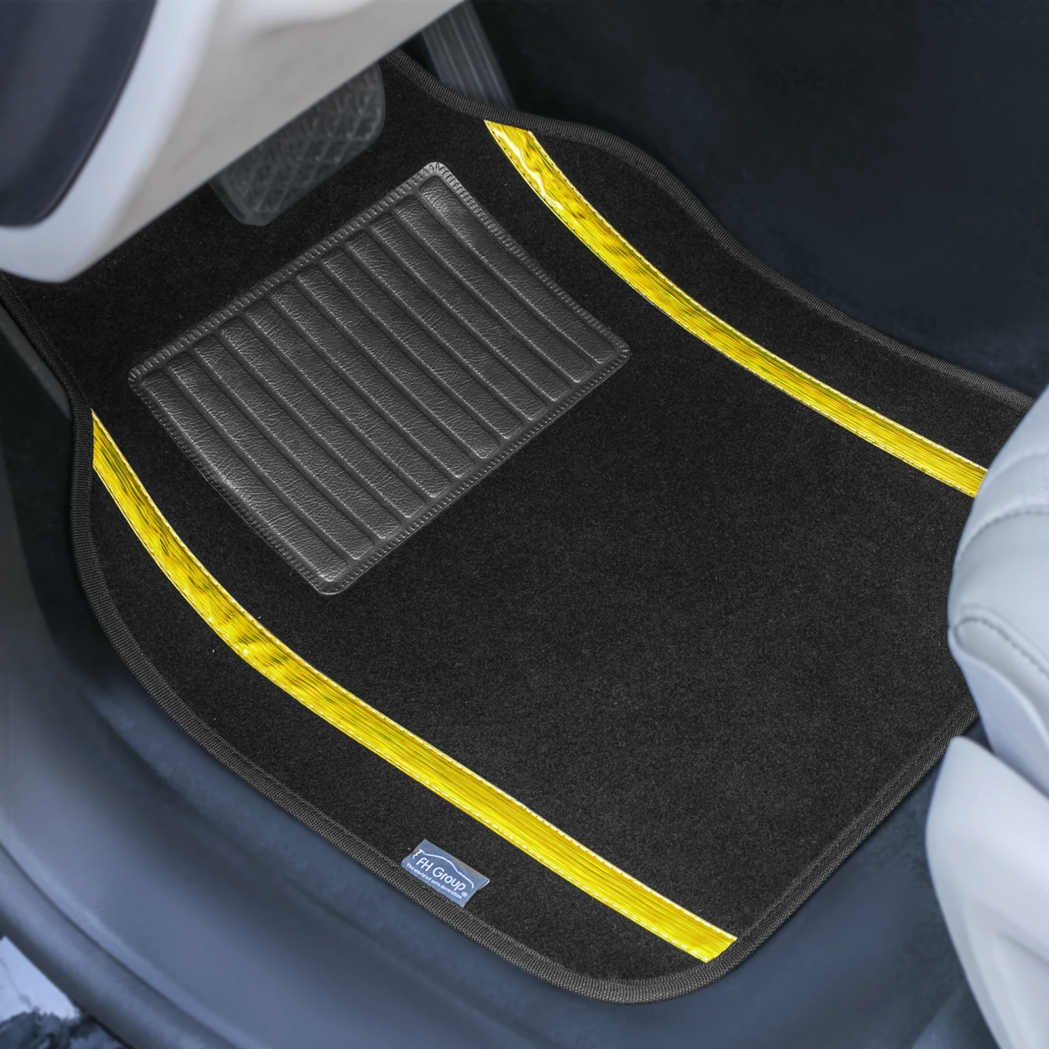 Galaxy13 Metallic Striped Deluxe Leatherette Seat Covers And Matching Floor Mats - Yellow Combo Set(Galaxy13 Metallic Striped Deluxe Leatherette Seat Covers And Matching Floor Mats Yellow Combo Set) 6 Galaxy13 Metallic Striped Deluxe Leatherette Seat Covers And Matching Floor Mats - Yellow Combo Set(Galaxy13 Metallic Striped Deluxe Leatherette Seat Covers And Matching Floor Mats Yellow Combo Set) - Image 6