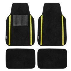 Galaxy13 Metallic Stripe Non-Slip Carpet Floor Mats - Full Set Yellow(Galaxy13 Metallic Stripe Non Slip Carpet Floor Mats Full Set Yellow)