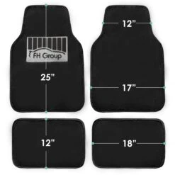 Doe16 Faux Rabbit Fur Non-Slip Floor Mats - Full Set Black(Doe16 Faux Rabbit Fur Non Slip Floor Mats Full Set Black) -FH Group f14416black 5