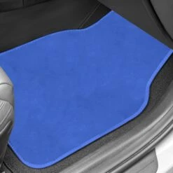 Doe16 Faux Rabbit Fur Non-Slip Floor Mats - Full Set Blue(Doe16 Faux Rabbit Fur Non Slip Floor Mats Full Set Blue) -FH Group f14416blue 3 v2