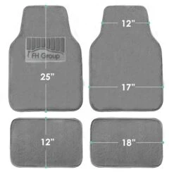 Doe16 Faux Rabbit Fur Non-Slip Floor Mats - Full Set Gray(Doe16 Faux Rabbit Fur Non Slip Floor Mats Full Set Gray) -FH Group f14416gray 5