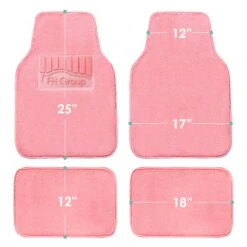 Doe16 Faux Rabbit Fur Non-Slip Floor Mats - Full Set Pink(Doe16 Faux Rabbit Fur Non Slip Floor Mats Full Set Pink) -FH Group f14416pink 5