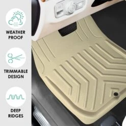 Faux Leather Deep Tray Floor Mats Full Set - Beige(Faux Leather Deep Tray Floor Mats Full Set Beige) 10 Faux Leather Deep Tray Floor Mats Full Set - Beige(Faux Leather Deep Tray Floor Mats Full Set Beige) -FH Group f14419 beige 3
