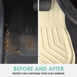 Faux Leather Deep Tray Floor Mats Full Set - Beige(Faux Leather Deep Tray Floor Mats Full Set Beige) 11 Faux Leather Deep Tray Floor Mats Full Set - Beige(Faux Leather Deep Tray Floor Mats Full Set Beige) -FH Group f14419 beige 4