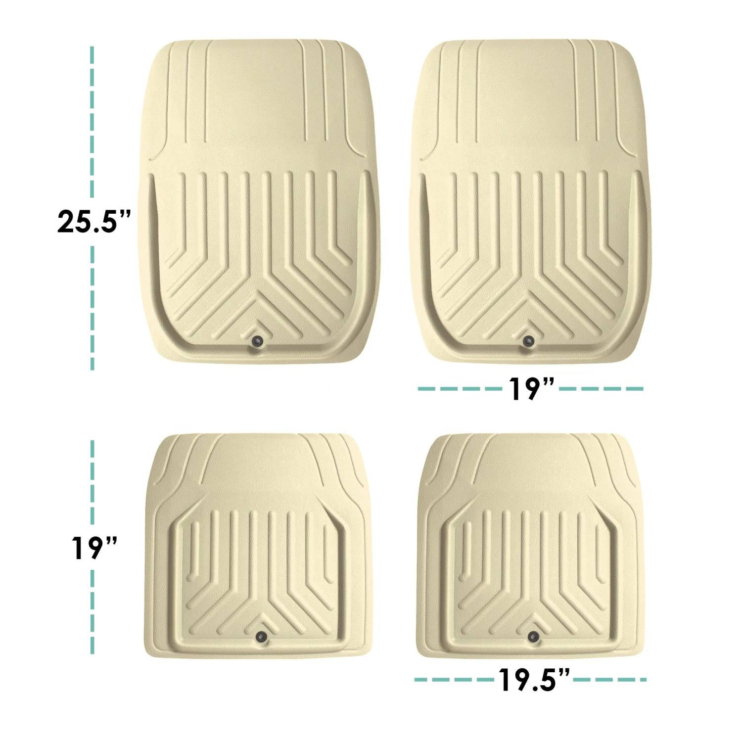 Faux Leather Deep Tray Floor Mats Full Set - Beige(Faux Leather Deep Tray Floor Mats Full Set Beige) 2 Faux Leather Deep Tray Floor Mats Full Set - Beige(Faux Leather Deep Tray Floor Mats Full Set Beige) - Image 2