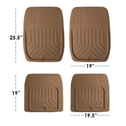 Faux Leather Deep Tray Floor Mats Full Set - Brown(Faux Leather Deep Tray Floor Mats Full Set Brown) -FH Group f14419 brown 6