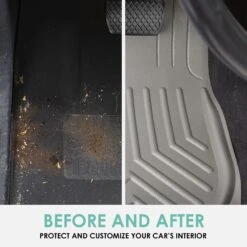 Faux Leather Deep Tray Floor Mats Full Set - Gray(Faux Leather Deep Tray Floor Mats Full Set Gray) -FH Group f14419 gray 4