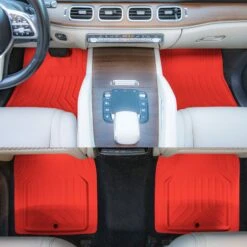 Faux Leather Deep Tray Floor Mats Full Set - Red(Faux Leather Deep Tray Floor Mats Full Set Red) 12 Faux Leather Deep Tray Floor Mats Full Set - Red(Faux Leather Deep Tray Floor Mats Full Set Red) -FH Group f14419 red 5