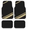 Non-Slip Carpet Floor Mats With Faux Leather Stripes - Full Set Beige(Non Slip Carpet Floor Mats With Faux Leather Stripes Full Set Beige)