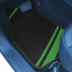 Non-Slip Carpet Floor Mats With Faux Leather Stripes - Full Set Green(Non Slip Carpet Floor Mats With Faux Leather Stripes Full Set Green) -FH Group f14501green driver e1592591944334