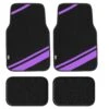 Non-Slip Carpet Floor Mats With Faux Leather Stripes - Full Set Purple(Non Slip Carpet Floor Mats With Faux Leather Stripes Full Set Purple)