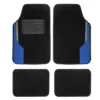 Color-Block Carpet Liners Non-Slip Car Floor Mats With Faux Leather Accents - Full Set Blue(Color Block Carpet Liners Non Slip Car Floor Mats With Faux Leather Accents Full Set Blue)