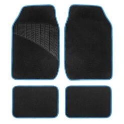 Color-Trimmed Non-Slip Carpet Floor Mats With Rubber Heel Pad - Full Set Blue(Color Trimmed Non Slip Carpet Floor Mats With Rubber Heel Pad Full Set Blue)