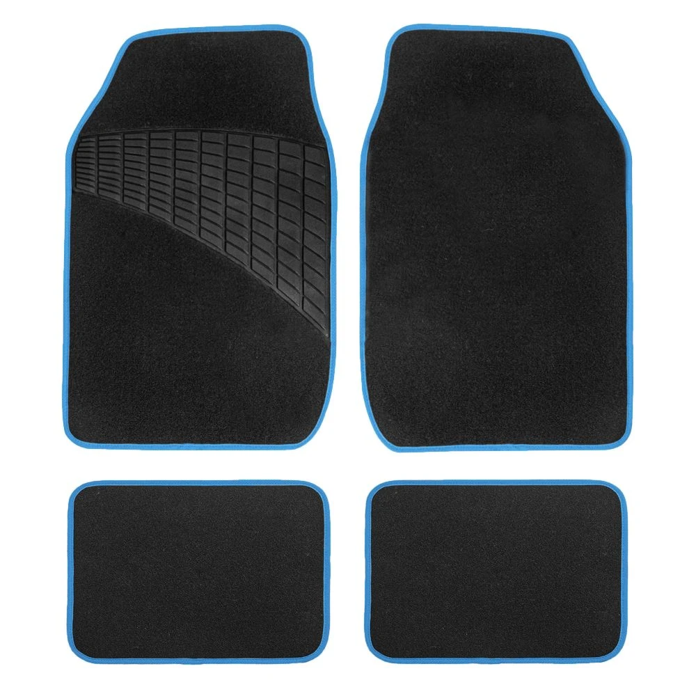 Color-Trimmed Non-Slip Carpet Floor Mats With Rubber Heel Pad - Full Set Blue(Color Trimmed Non Slip Carpet Floor Mats With Rubber Heel Pad Full Set Blue) 1 Color-Trimmed Non-Slip Carpet Floor Mats With Rubber Heel Pad - Full Set Blue(Color Trimmed Non Slip Carpet Floor Mats With Rubber Heel Pad Full Set Blue)