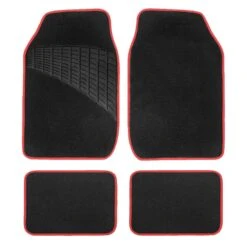 Color-Trimmed Non-Slip Carpet Floor Mats With Rubber Heel Pad - Full Set Red(Color Trimmed Non Slip Carpet Floor Mats With Rubber Heel Pad Full Set Red)