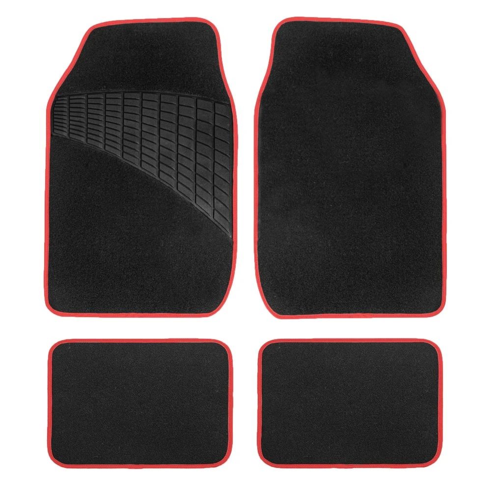 Color-Trimmed Non-Slip Carpet Floor Mats With Rubber Heel Pad - Full Set Red(Color Trimmed Non Slip Carpet Floor Mats With Rubber Heel Pad Full Set Red) 1 Color-Trimmed Non-Slip Carpet Floor Mats With Rubber Heel Pad - Full Set Red(Color Trimmed Non Slip Carpet Floor Mats With Rubber Heel Pad Full Set Red)