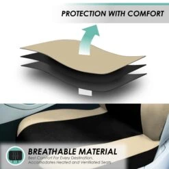 Light & Breezy Flat Cloth Seat Covers - Rear Beige / Black(Light Amp Breezy Flat Cloth Seat Covers Rear Beige Black) -FH Group fb030 beige 3 a01848c8 1a0b 4e58 8d6a 7271dc6d83fc