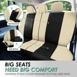 Light & Breezy Flat Cloth Seat Covers - Rear Beige / Black(Light Amp Breezy Flat Cloth Seat Covers Rear Beige Black) -FH Group fb030 beige 4 3bd565d8 95bf 4e0d b3b8 48bfe91469c0 1