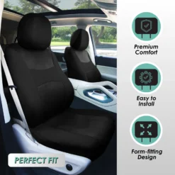 Light & Breezy Flat Cloth Seat Covers - Combo Set Black(Light Amp Breezy Flat Cloth Seat Covers Combo Set Black) -FH Group fb030 black 2 d4bae880 1002 48ce 9222 c0ae415f1b23