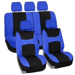 Light & Breezy Flat Cloth Seat Covers - Full Set Blue / Black(Light Amp Breezy Flat Cloth Seat Covers Full Set Blue Black)