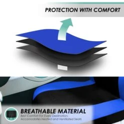 Light & Breezy Flat Cloth Seat Covers - Front Set Blue / Black(Light Amp Breezy Flat Cloth Seat Covers Front Set Blue Black) -FH Group fb030 blue 3 a54d399e 668c 4f2c bbc8 a2819d8768d5 1