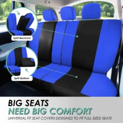 Light & Breezy Flat Cloth Seat Covers - Combo Set Blue / Black(Light Amp Breezy Flat Cloth Seat Covers Combo Set Blue Black) -FH Group fb030 blue 4 5ee9e462 16c4 407b a9b0 e7bb71fddbf5 1