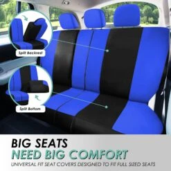 Light & Breezy Flat Cloth Seat Covers - Rear Blue / Black(Light Amp Breezy Flat Cloth Seat Covers Rear Blue Black) -FH Group fb030 blue 4 5ee9e462 16c4 407b a9b0 e7bb71fddbf5 2