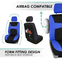 Light & Breezy Flat Cloth Seat Covers - Combo Set Blue / Black(Light Amp Breezy Flat Cloth Seat Covers Combo Set Blue Black) -FH Group fb030 blue 5 c7062fa4 ff11 4dc4 8d60 1d320ac7d600 1