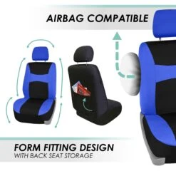 Light & Breezy Flat Cloth Seat Covers - Full Set Blue / Black(Light Amp Breezy Flat Cloth Seat Covers Full Set Blue Black) -FH Group fb030 blue 5 c7062fa4 ff11 4dc4 8d60 1d320ac7d600