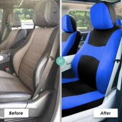 Light & Breezy Flat Cloth Seat Covers - Front Set Blue / Black(Light Amp Breezy Flat Cloth Seat Covers Front Set Blue Black) -FH Group fb030 blue 6 25e05b60 eb84 43e9 8351 20b313f09609 2
