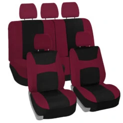 Light & Breezy Flat Cloth Seat Covers - Full Set Burgundy(Light Amp Breezy Flat Cloth Seat Covers Full Set Burgundy)