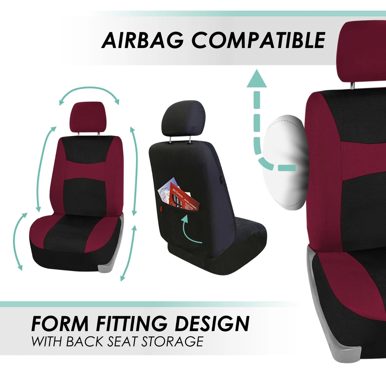 Light & Breezy Flat Cloth Seat Covers - Combo Set Burgundy(Light Amp Breezy Flat Cloth Seat Covers Combo Set Burgundy) 7 Light & Breezy Flat Cloth Seat Covers - Combo Set Burgundy(Light Amp Breezy Flat Cloth Seat Covers Combo Set Burgundy) - Image 7