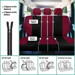 Light & Breezy Flat Cloth Seat Covers - Rear Burgundy(Light Amp Breezy Flat Cloth Seat Covers Rear Burgundy) -FH Group fb030 burgundy 7 e1b2b8ff 10a8 474b b0e5 0ab99148d1d4