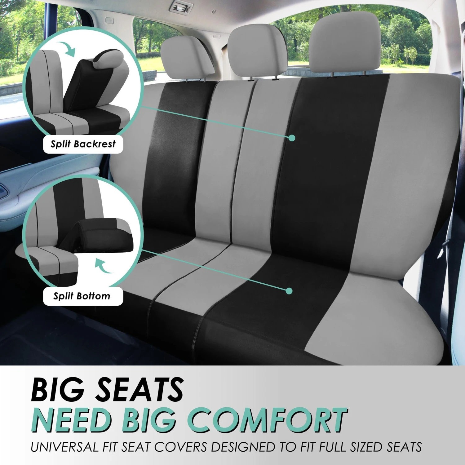 Light & Breezy Flat Cloth Seat Covers - Full Set Gray / Black(Light Amp Breezy Flat Cloth Seat Covers Full Set Gray Black) 7 Light & Breezy Flat Cloth Seat Covers - Full Set Gray / Black(Light Amp Breezy Flat Cloth Seat Covers Full Set Gray Black) - Image 7