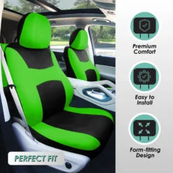 Light & Breezy Flat Cloth Seat Covers - Front Set Green(Light Amp Breezy Flat Cloth Seat Covers Front Set Green) -FH Group fb030 green 2 71f23d34 d3d7 4013 9524 69b194e8844a 2
