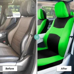 Light & Breezy Flat Cloth Seat Covers - Front Set Green(Light Amp Breezy Flat Cloth Seat Covers Front Set Green) -FH Group fb030 green 6 2