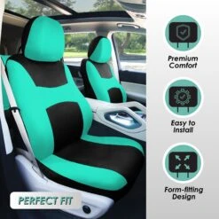 Light & Breezy Flat Cloth Seat Covers - Front Set Mint(Light Amp Breezy Flat Cloth Seat Covers Front Set Mint) -FH Group fb030 mint 2 833c85f6 6c73 4c7e b641 7eae5e29e6ec 1