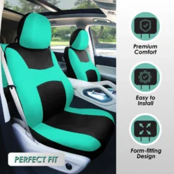 Light & Breezy Flat Cloth Seat Covers - Full Set Mint(Light Amp Breezy Flat Cloth Seat Covers Full Set Mint) -FH Group fb030 mint 2 833c85f6 6c73 4c7e b641 7eae5e29e6ec