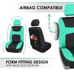 Light & Breezy Flat Cloth Seat Covers - Combo Set Mint(Light Amp Breezy Flat Cloth Seat Covers Combo Set Mint) -FH Group fb030 mint 5 baa01617 e815 4a39 849f 981d58d358c7 2